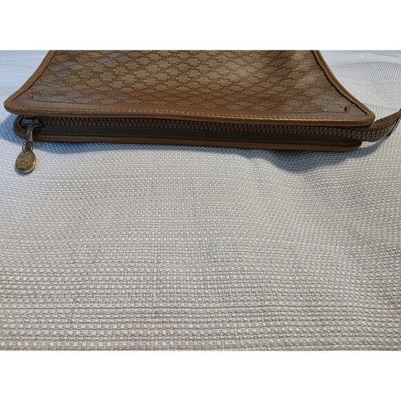 CELINE Vintage Macadam Coated Canvas Clutch Pouch Brown Logo Paris - Picture 8 of 10